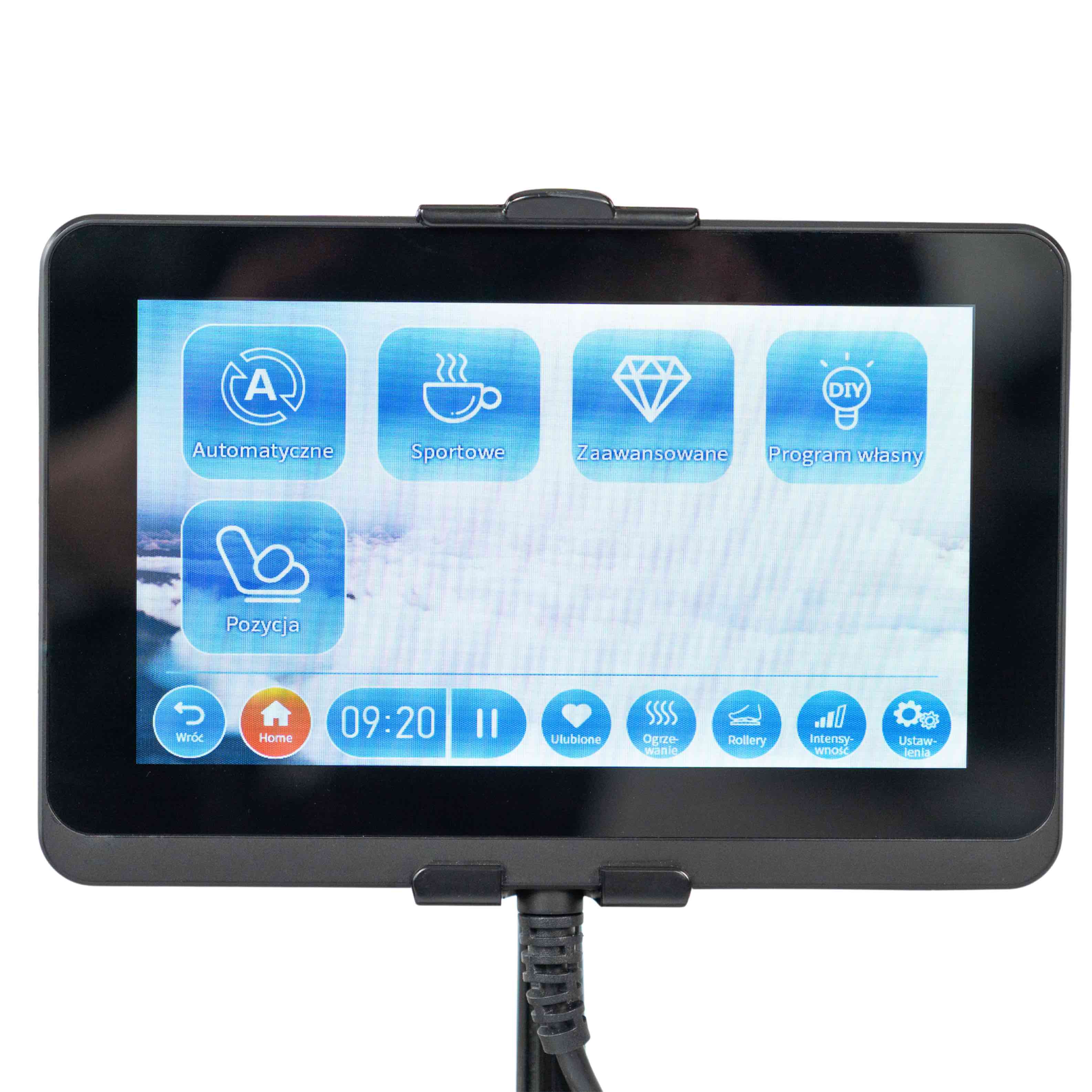 Fotel masujacy Livaro czarny tablet do sterowania
