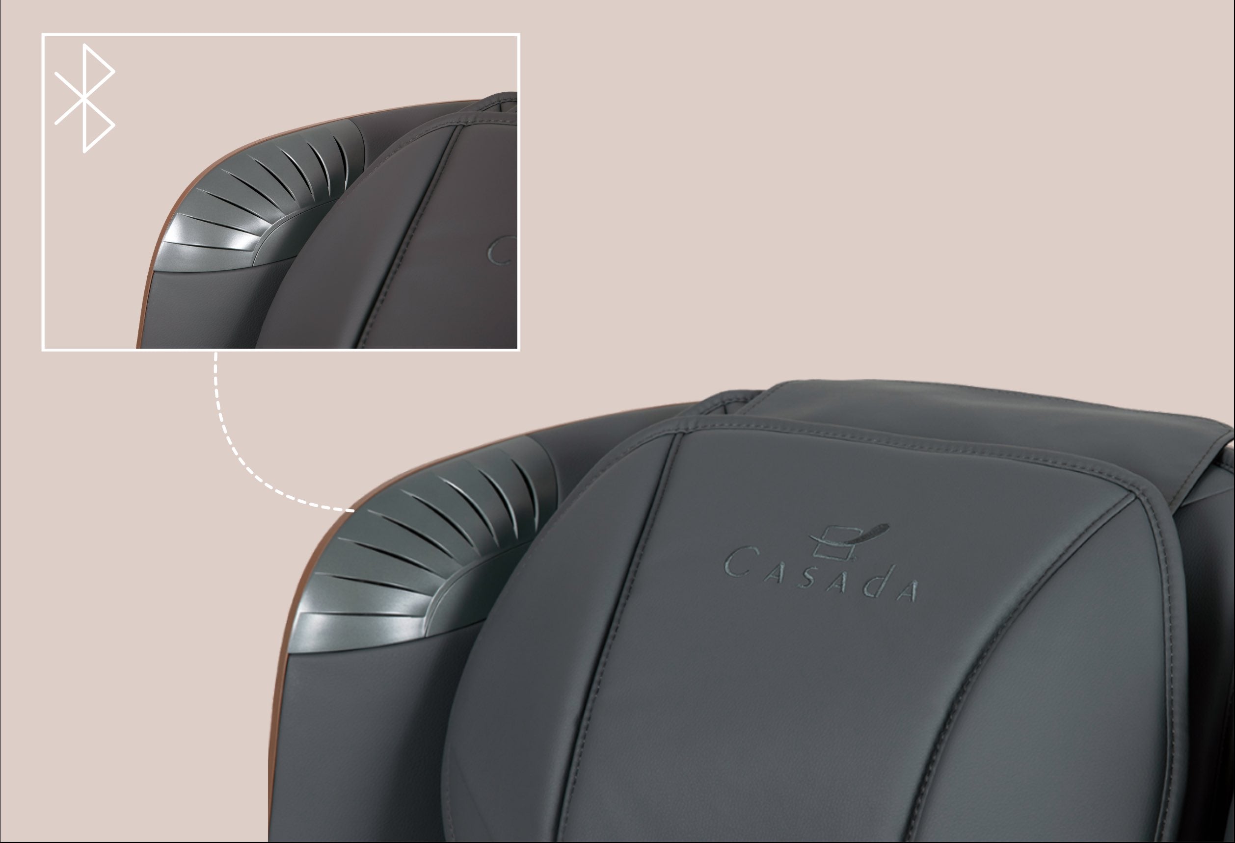 Grafika przedstawiająca głośniki Bluetooth w fotelu masującym Ecosonic