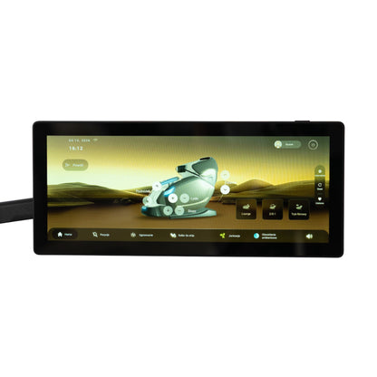 Tablet na ramieniu w fotelu masującym Imperio w wersji kolorystycznej szarej