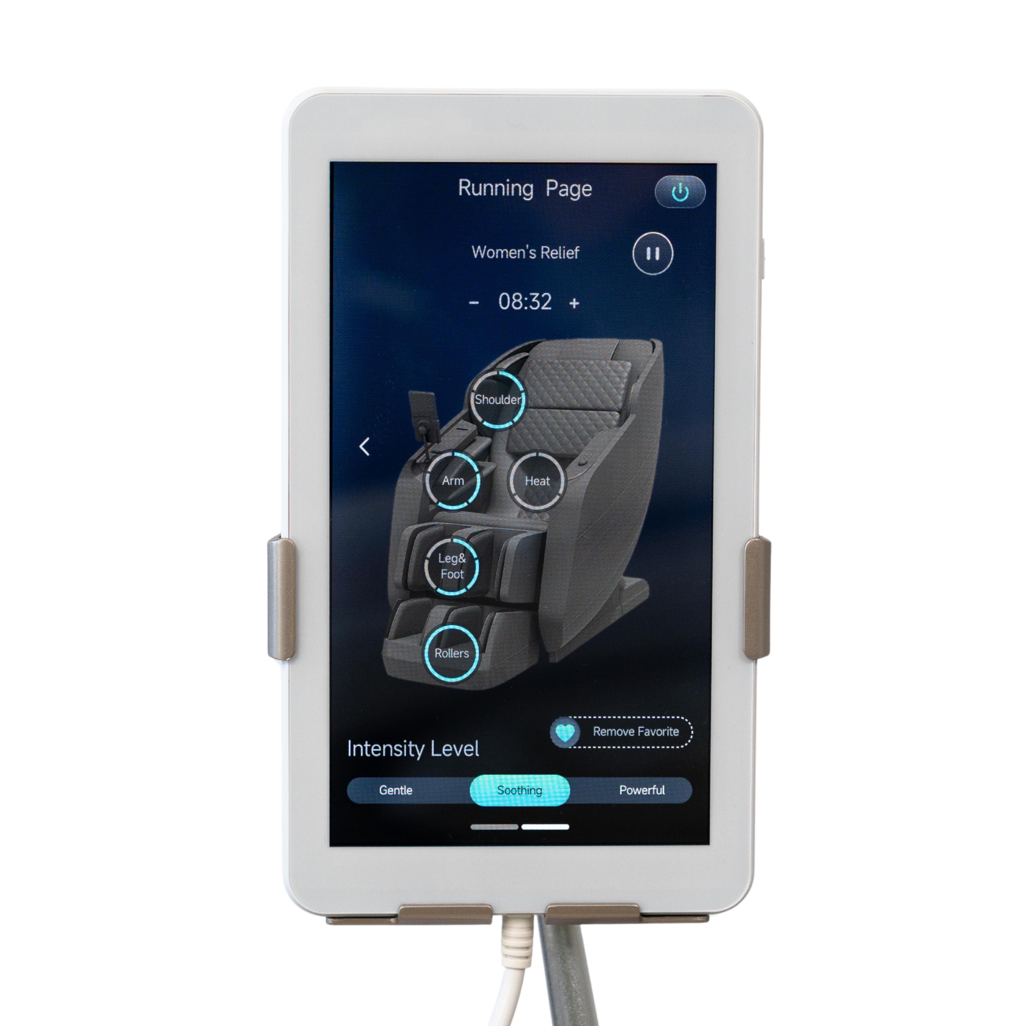 Fotel masujacy Miore Kremowo-brazowy dotykowy tablet do sterowania