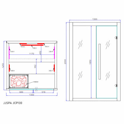Sauna_Sidora_JCP130_hybrydowa rysunek techniczny